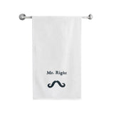 منشفة قطنية مخصصة من BYFT مطرزة خصيصًا لك - تصميم Mr. Right، تطريز عالي الجودة، مثالية للهدايا