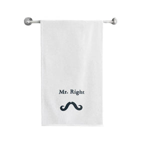 BYFT Embroidered For You Personalised Cotton Towel - Mr. Right Design High Quality Embroidery Perfect For Gifting