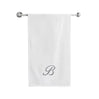 BYFT Embroidered For You Towel Monogrammed Silver Thread Pure Cotton Personalised Initial / Letter / Alphabet Perfect For Gifting