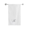 BYFT Embroidered For You Towel Monogrammed Silver Thread Pure Cotton Personalised Initial / Letter / Alphabet Perfect For Gifting