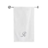BYFT Embroidered For You Towel Monogrammed Silver Thread Pure Cotton Personalised Initial / Letter / Alphabet Perfect For Gifting