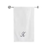 BYFT Embroidered For You Towel Monogrammed Silver Thread Pure Cotton Personalised Initial / Letter / Alphabet Perfect For Gifting