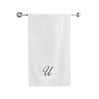 BYFT Embroidered For You Towel Monogrammed Silver Thread Pure Cotton Personalised Initial / Letter / Alphabet Perfect For Gifting