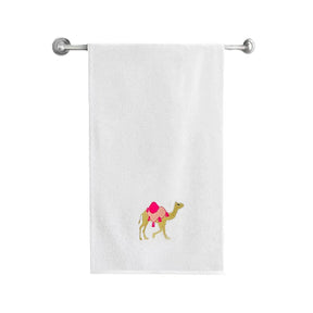 BYFT Embroidered For You Personalised Cotton Towel - Camel - Pink Design High Quality Embroidery Perfect For Gifting