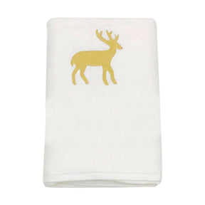BYFT Embroidered For You Personalised Cotton Towel - Reindeer - Gold Design High Quality Embroidery Perfect For Gifting