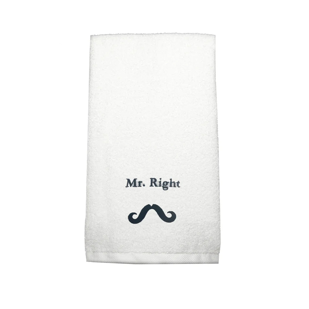 منشفة قطنية مخصصة من BYFT مطرزة خصيصًا لك - تصميم Mr. Right، تطريز عالي الجودة، مثالية للهدايا