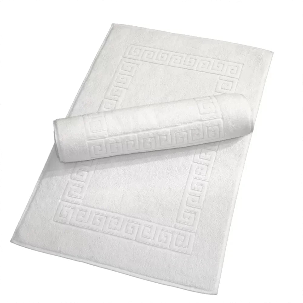 BYFT Magnolia Cotton Bath Mat Jacquard Greek Design Luxury - Soft, Absorbent, Quick-Dry Bath Linen