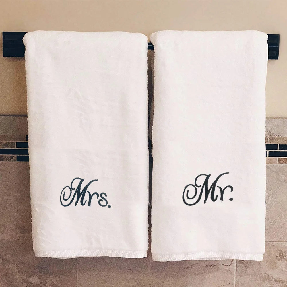 BYFT Embroidered For You Personalised Couple Towel - Mr. & Mrs. Design High Quality Embroidery Perfect For Gifting