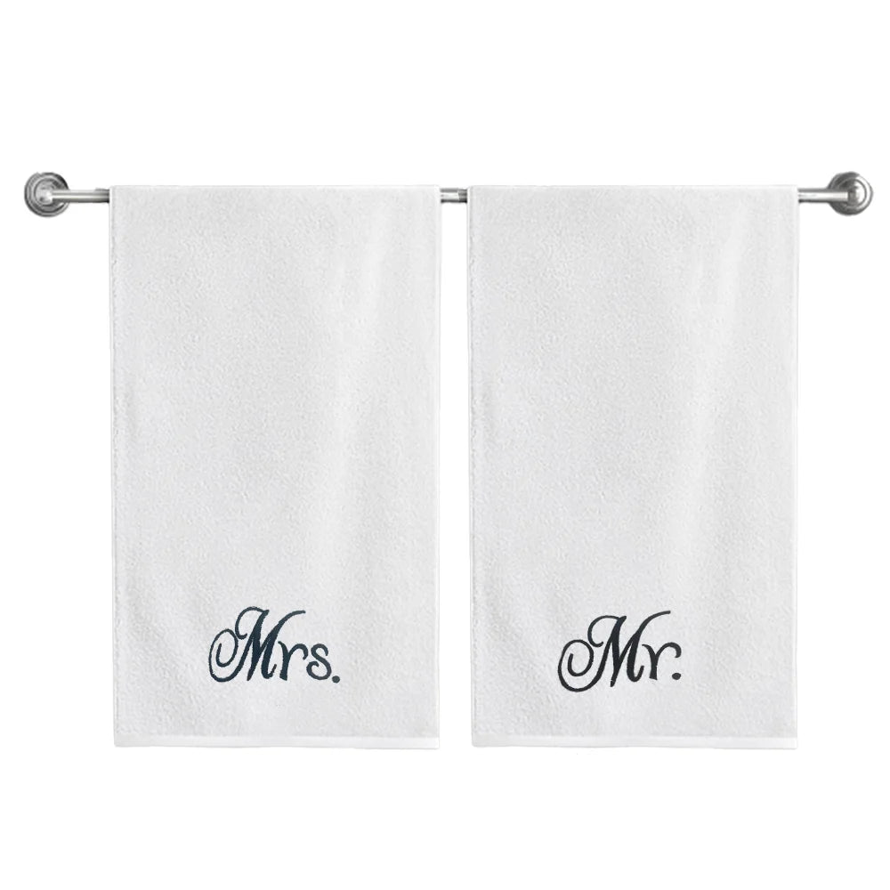 BYFT Embroidered For You Personalised Couple Towel - Mr. & Mrs. Design High Quality Embroidery Perfect For Gifting