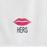 BYFT Embroidered For You Personalised Couple Towel - His Moustache & Her Lips Design High Quality Embroidery Perfect For Gifting