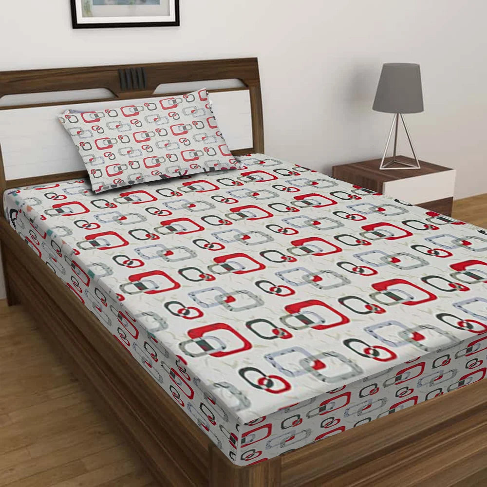 BYFT Orchard Luxury - Checkered Bed Sheet (150 x 230 Cm) with Pillow Case (50 x 75 Cm)| Polycotton, 144 TC, Soft & Luxurious Bed Linen
