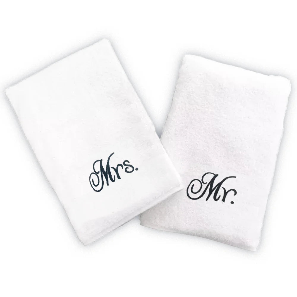BYFT Embroidered For You Personalised Couple Towel - Mr. & Mrs. Design High Quality Embroidery Perfect For Gifting