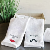 BYFT Embroidered For You Personalised Couple Towel - Mr. Right & Mrs. Always Right Design High Quality Embroidery Perfect For Gifting