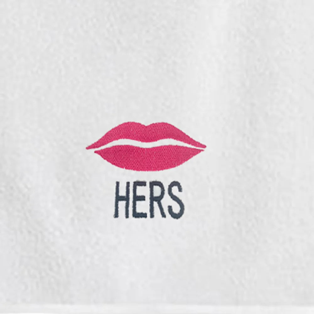 BYFT Embroidered For You Personalised Couple Towel - His Moustache & Her Lips Design High Quality Embroidery Perfect For Gifting