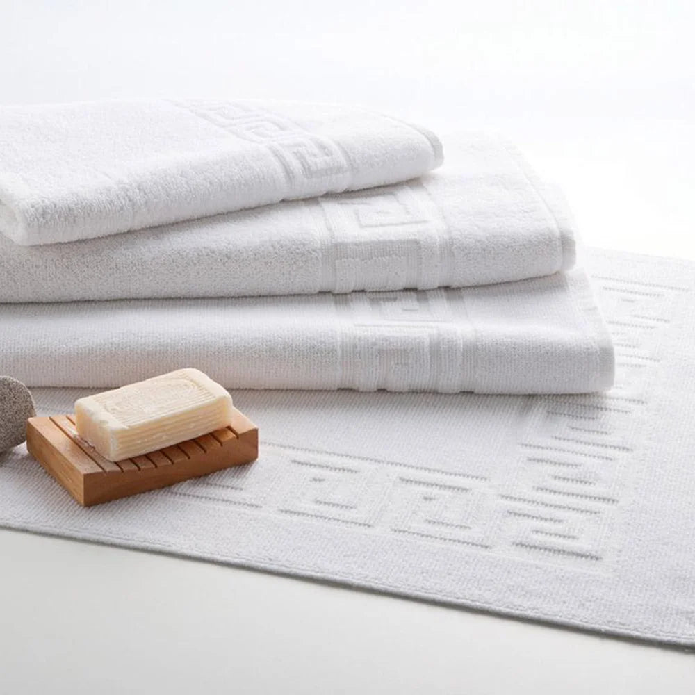 BYFT Magnolia Cotton Towel Set Jacquard Greek Design Luxury - Soft, Absorbent, Quick-Dry Bath Linen