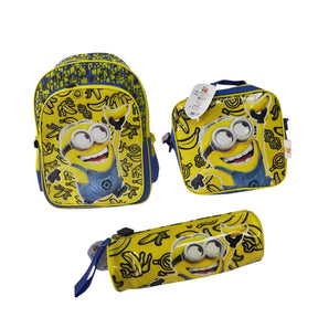 Minions Kids School Bag Combo - Backpack or Trolley, Lunch Bag & Pencil Case
