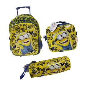 Minions Kids School Bag Combo - Backpack or Trolley, Lunch Bag & Pencil Case