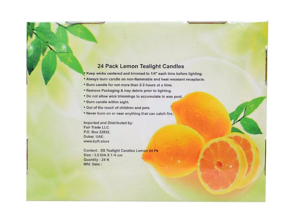 BYFT Lemon Scented Tea Light Candles