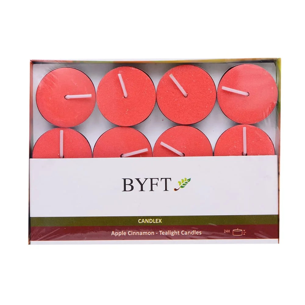 BYFT Apple Cinnamon Scented Tea Light Candles