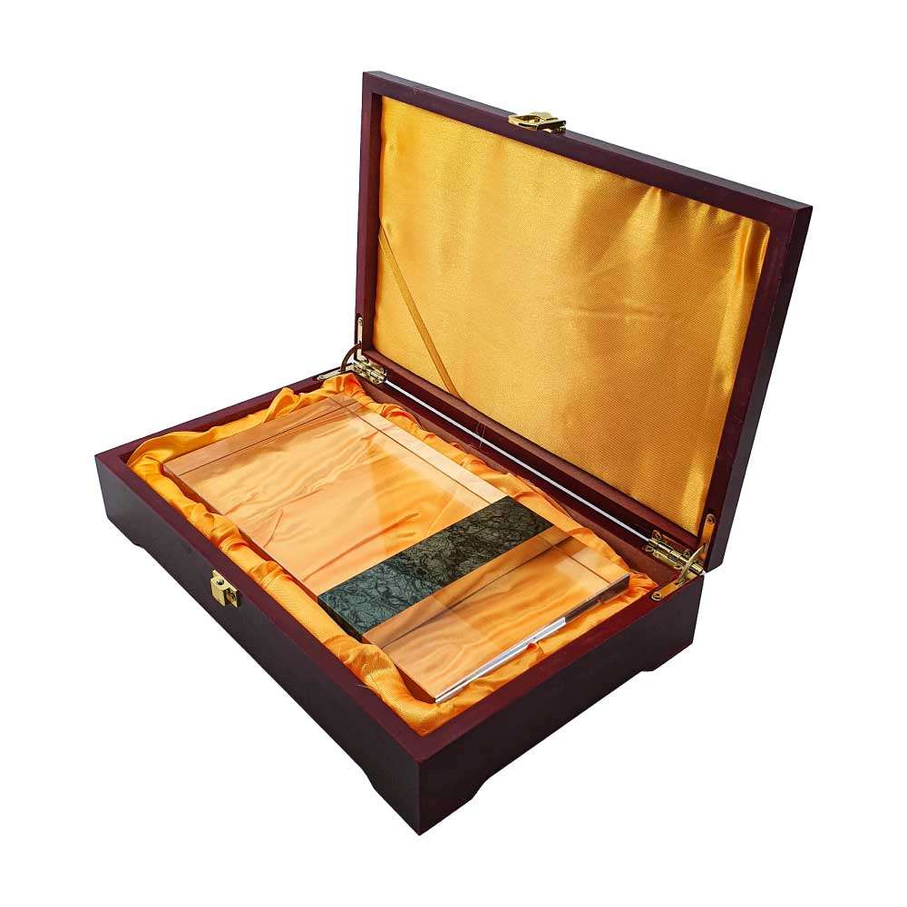 BYFT004205 Rectangle Shape Crystal and Marble Awards Transparent and Green Set of 1 C.jpg