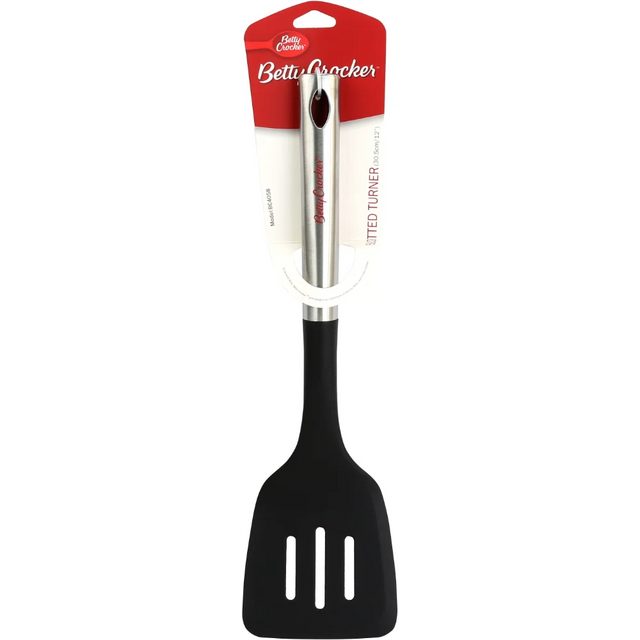Betty Crocker Nylon Slotted Turner with Stainless Handle - 34.5 x 9 Cm