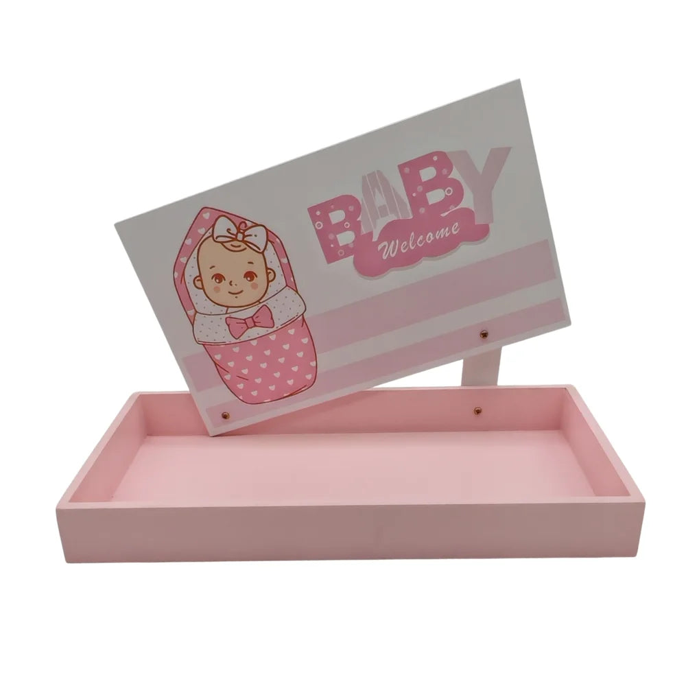 BYFT Baby Girl Welcome Hamper Flat Tray | Cotton Towels, Baby Romper & Essentials Gift Set