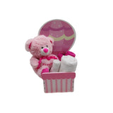 BYFT Baby Girl Welcome Hamper Balloon Tray | Cotton Towels, Teddy Bear & Baby Care Essentials