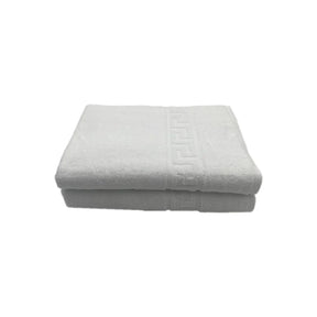 BYFT Magnolia| Cotton Towel Sets |White Greek Jacquard Dobby Design | Luxury - Soft, Absorbent, Quick-Dry Bath Linen