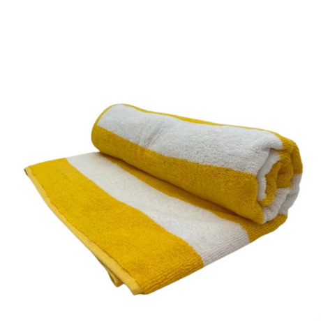 BYFT Petunia Yellow - White Large Cabana Stripe 70 x 140 Cm Beach Towel Set of 01