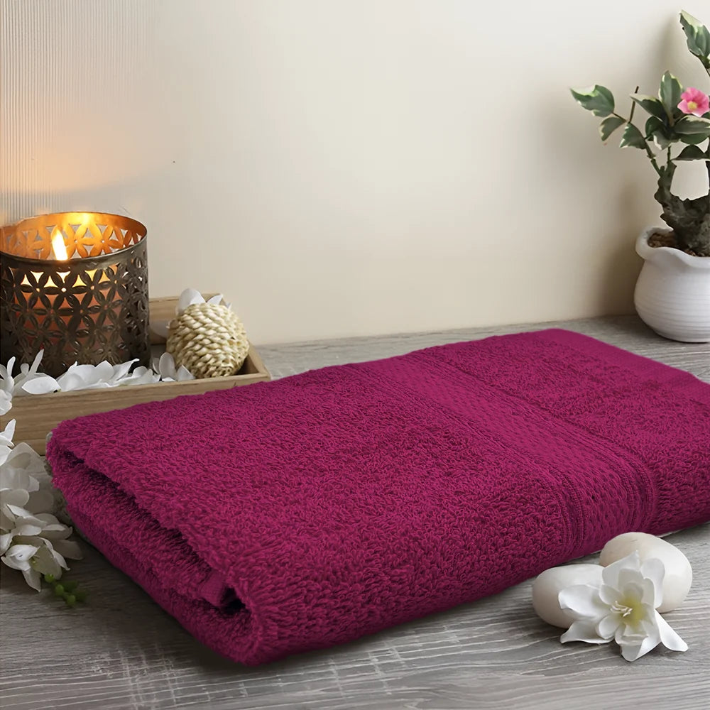 BYFT Daffodil Cotton Towel Fuchsia Pink Luxury - Soft, Absorbent, Quick-Dry, 500 GSM Bath Towel Set