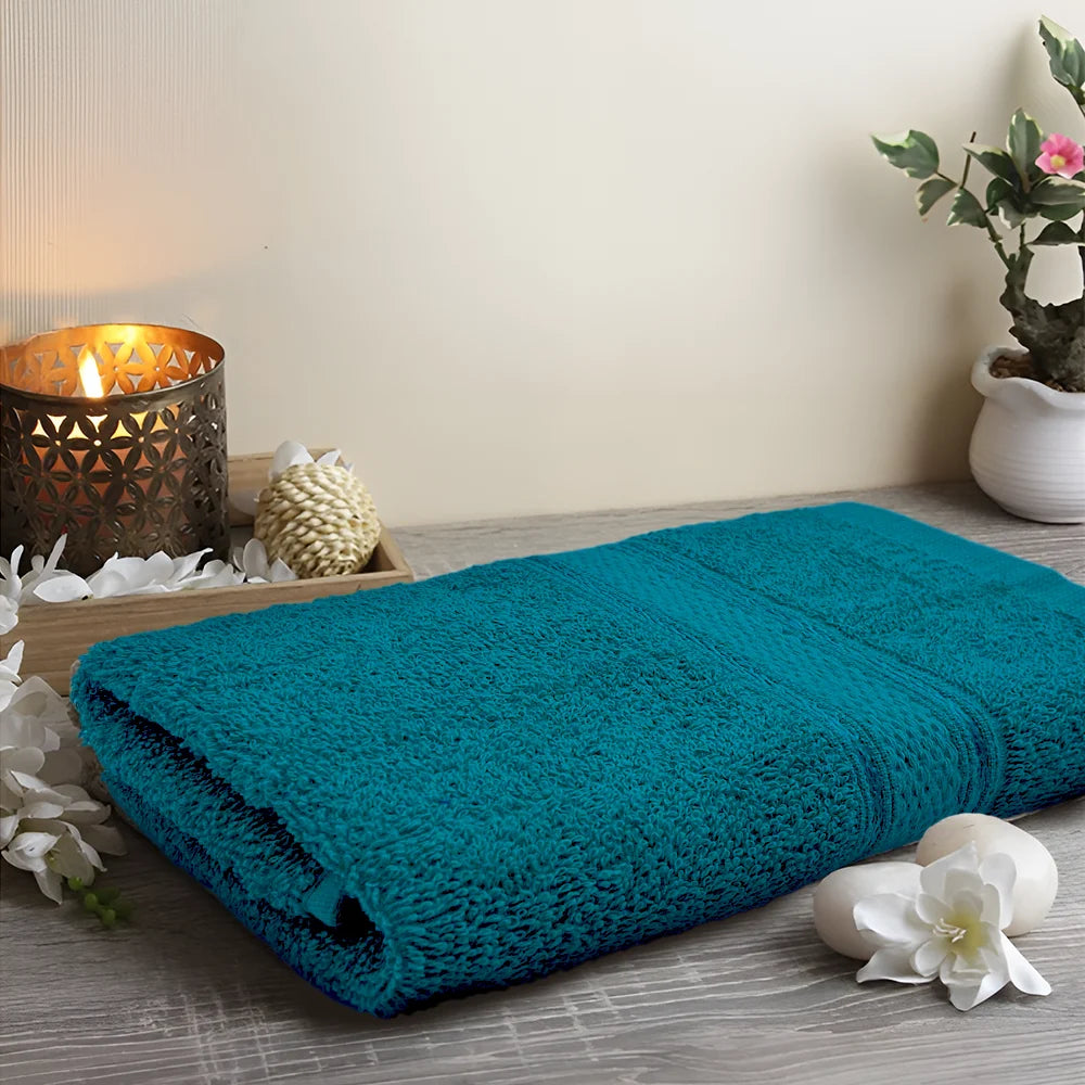BYFT Daffodil Cotton Towel Turquoise Blue Luxury - Soft, Absorbent, Quick-Dry, 500 GSM Bath Towel Set