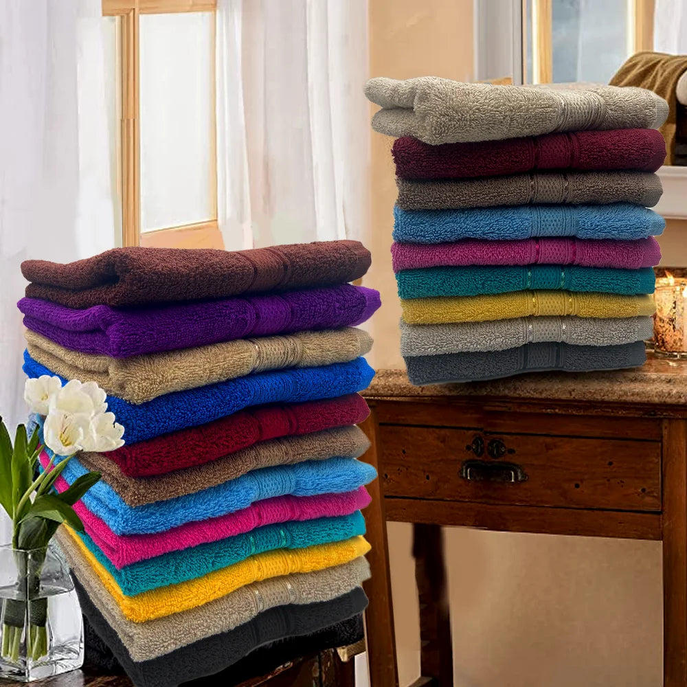 BYFT Daffodil Cotton Towel Turquoise Blue Luxury - Soft, Absorbent, Quick-Dry, 500 GSM Bath Towel Set