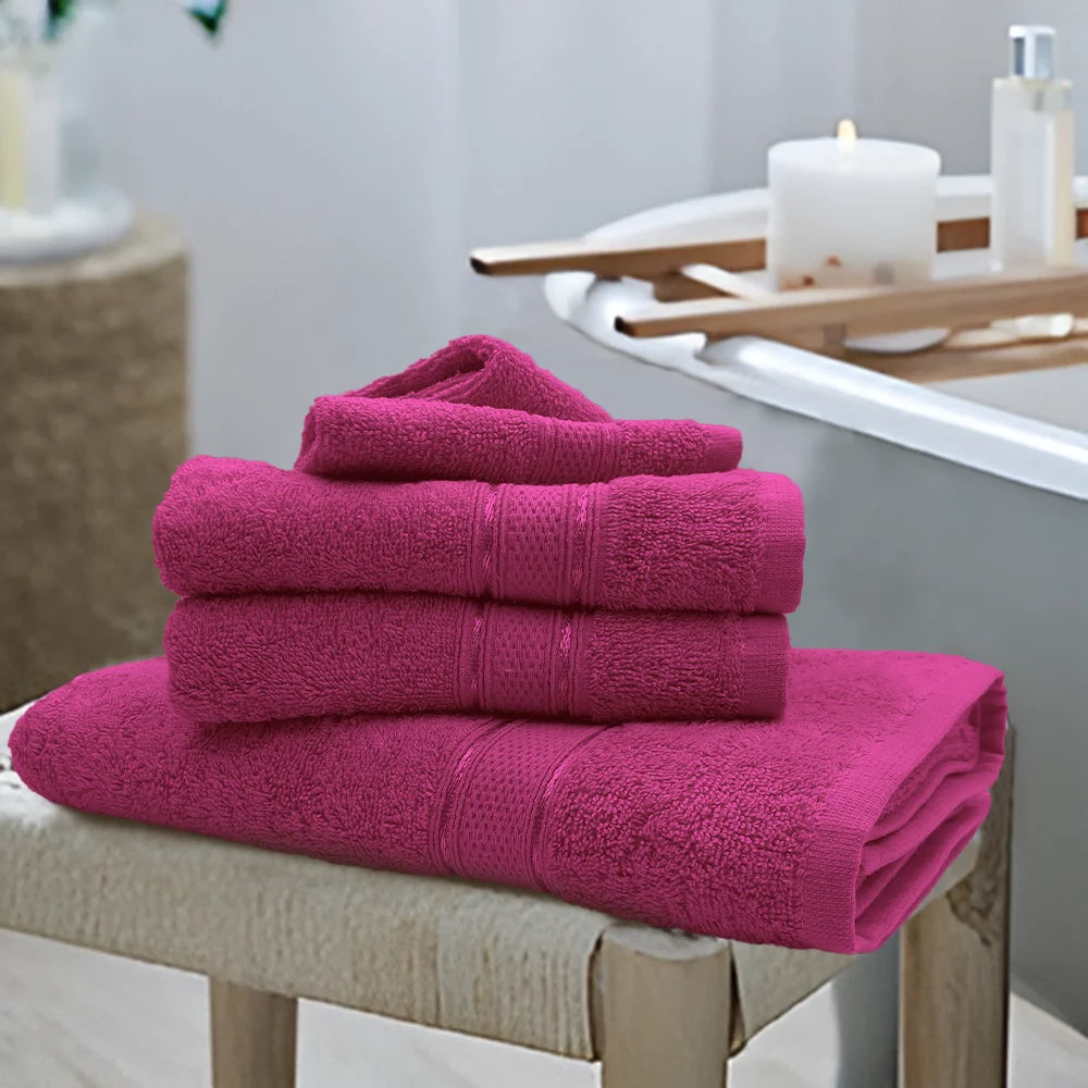 BYFT Daffodil Cotton Towel Fuchsia Pink Luxury - Soft, Absorbent, Quick-Dry, 500 GSM Bath Towel Set