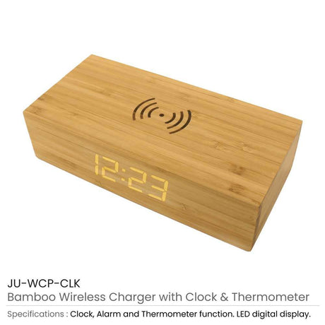 BYFT005676 Bamboo Wireless Charger with Clock Natural Set of 1 A.jpg