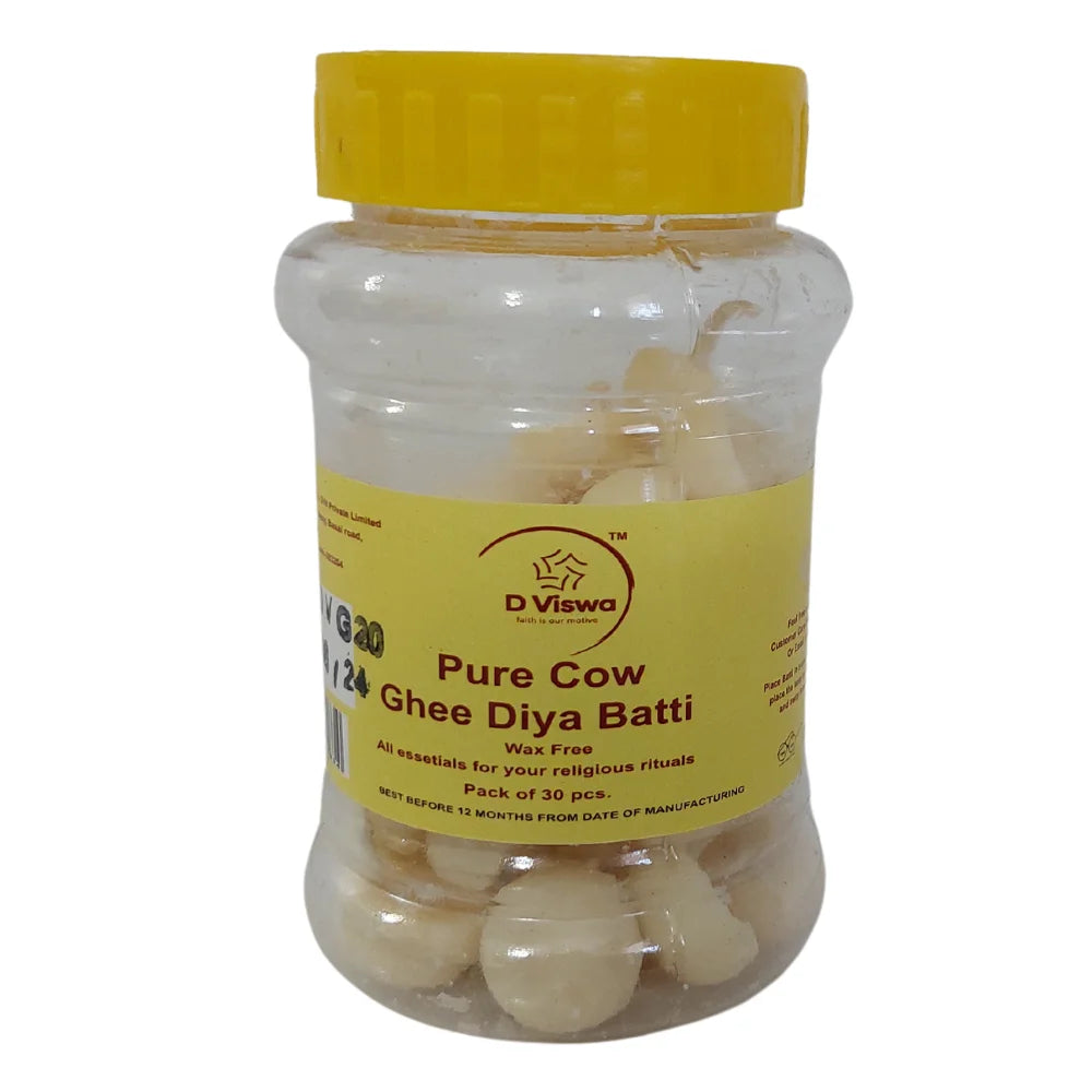 BYFT005723 D Viswa POOJA ESSENTIALS PURE COW GHEE DIYA BATTI PACK OF 30.webp