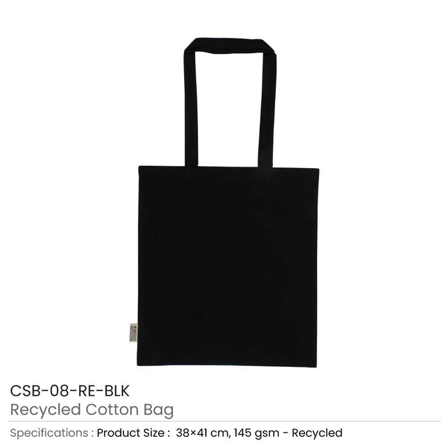 BYFT005735 BYFT Recycled Bag Black 38 x 41 Cm Cotton 145 Gsm Set of 01 CSB 08 RE BLK D.webp