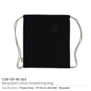 BYFT005745 BYFT Recycled Drawstring Bag Black 37 x 41 Cm Cotton 145 Gsm Set of 01 CSB 09 RE BLK