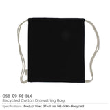 BYFT005745 BYFT Recycled Drawstring Bag Black 37 x 41 Cm Cotton 145 Gsm Set of 01 CSB 09 RE BLK.webp