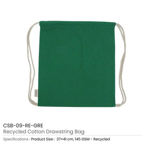 BYFT005747 BYFT Recycled Drawstring Bag Green 37 x 41 Cm Cotton 145 Gsm Set of 01 CSB 09 RE GRE