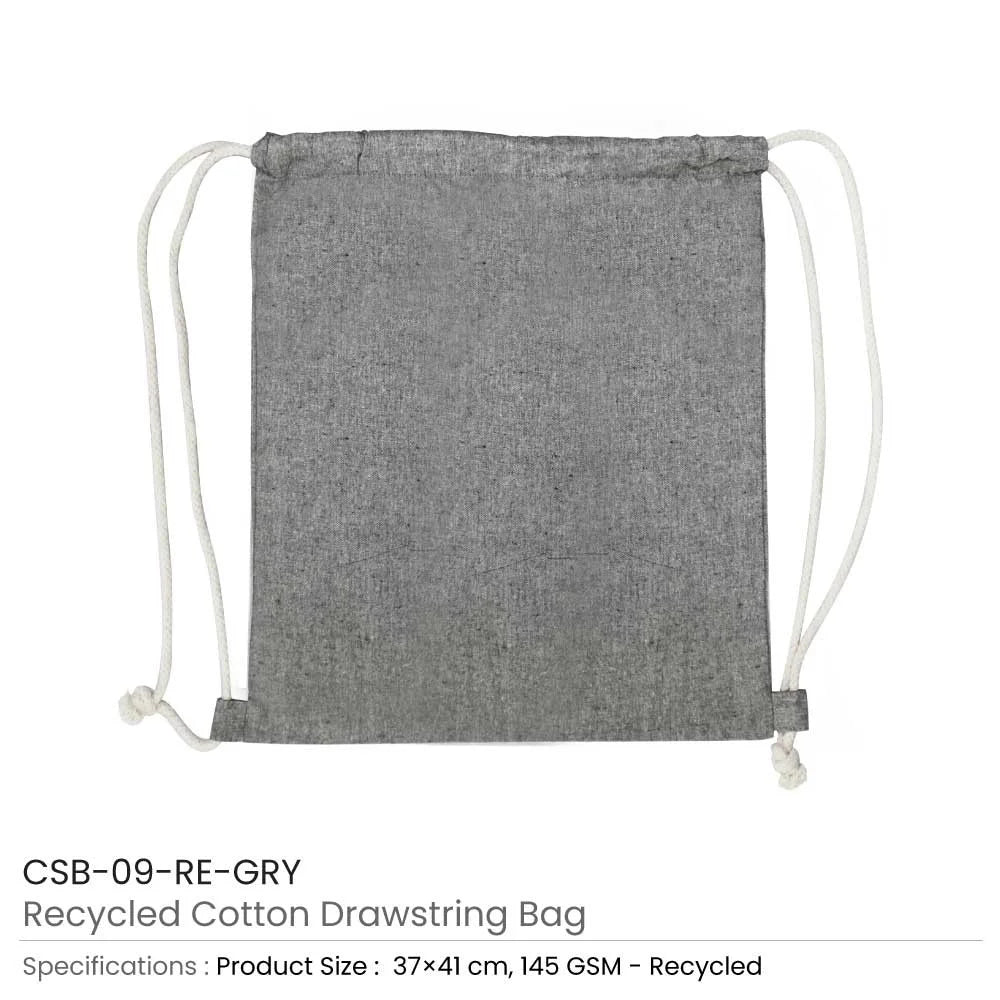 BYFT005748 BYFT Recycled Drawstring Bag Grey 37 x 41 Cm Cotton 145 Gsm Set of 01 CSB 09 RE GRY.webp