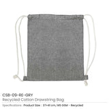 BYFT005748 BYFT Recycled Drawstring Bag Grey 37 x 41 Cm Cotton 145 Gsm Set of 01 CSB 09 RE GRY.webp