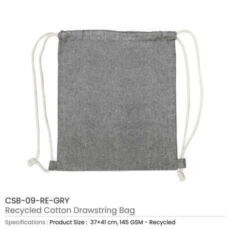 BYFT005748 BYFT Recycled Drawstring Bag Grey 37 x 41 Cm Cotton 145 Gsm Set of 01 CSB 09 RE GRY.webp