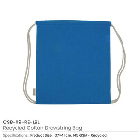 BYFT005749 BYFT Recycled Drawstring Bag Light Blue 37 x 41 Cm Cotton 145 Gsm Set of 01 CSB 09 RE LBL