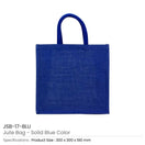 BYFT005755 BYFT Reusable Square Jute Bags Blue with Cotton Handles Set of 01 JSB 17 BLU
