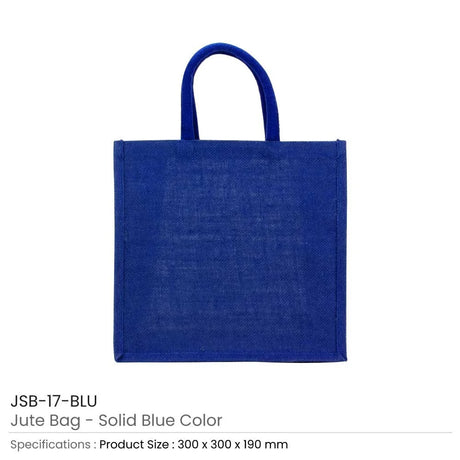 BYFT005755 BYFT Reusable Square Jute Bags Blue with Cotton Handles Set of 01 JSB 17 BLU.webp
