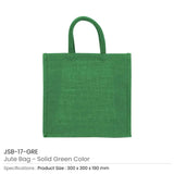 BYFT005756 BYFT Reusable Square Jute Bags Green with Cotton Handles Set of 01 JSB 17 GRE.webp