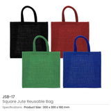 BYFT005757 BYFT Reusable Square Jute Bags Red with Cotton Handles Set of 01 JSB 17 RED B.webp