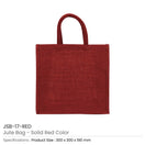 BYFT005757 BYFT Reusable Square Jute Bags Red with Cotton Handles Set of 01 JSB 17 RED