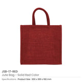 BYFT005757 BYFT Reusable Square Jute Bags Red with Cotton Handles Set of 01 JSB 17 RED.webp