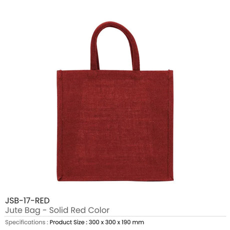 BYFT005757 BYFT Reusable Square Jute Bags Red with Cotton Handles Set of 01 JSB 17 RED.webp